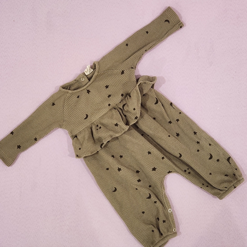 Kate Quinn Cotton Thermal Stars & Moons Frilly Romper 0-3m